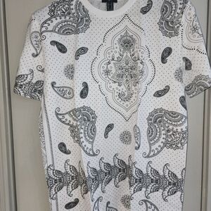 Forever 21 Black and White Paisley Tee